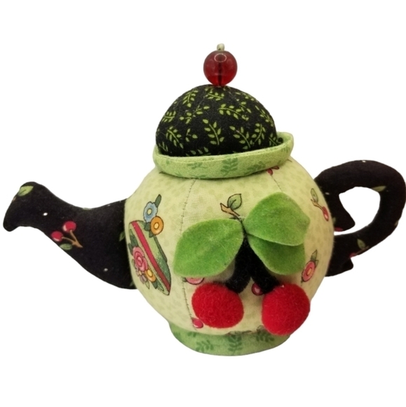 Mary Englebrett Other - Vintage Mary Englebrett Tea Pot Pin Cushion By Dritz 2001 Cherries Cherry Print
